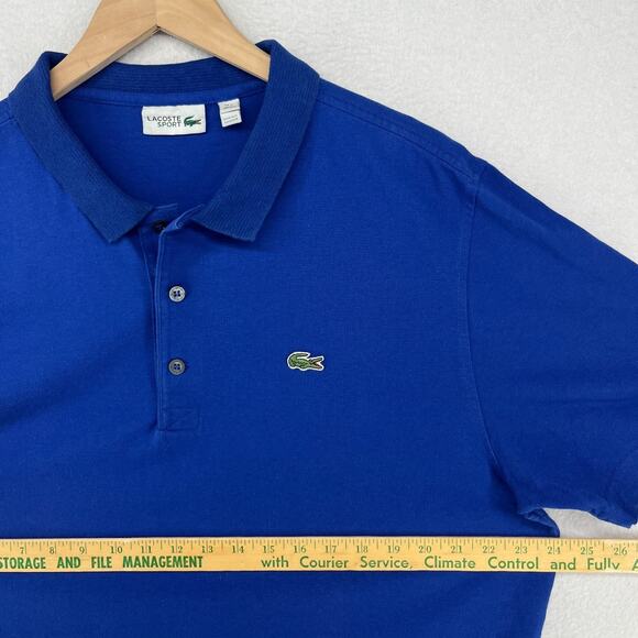 LACOSTE Shirt Mens 7 2XL SPORT Polo Golf Short Sleeve Jersey Cotton Blue - Picture 11 of 13